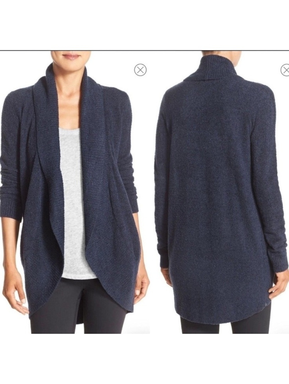 Barefoot Dreams CozyChic Lite Women's Open Front Cardigan Sweater, Medium, Navy